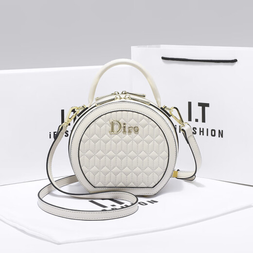 Hong Kong Brand Genuine Leather Women's Round Cake Bag 2025 Nueva moda de alta gama y versátil bolso de cuerpo cruzado de un solo hombro
