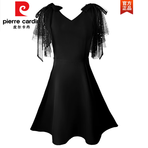 Pierre Cardin French Black Mesh Sexy Vestido Sexo Summer de alta gama 2025 Vestido de nuevo temperamento Pequeño falda negra 202225-2 m