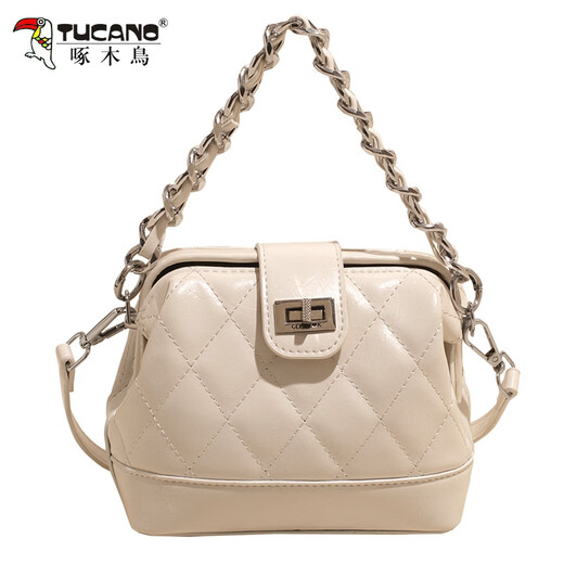 
Woodpecker-sensing niche diamond embroidered thread shell bag for women 2025 new summer fashion versatile commuter one-shoulder crossbody bag white