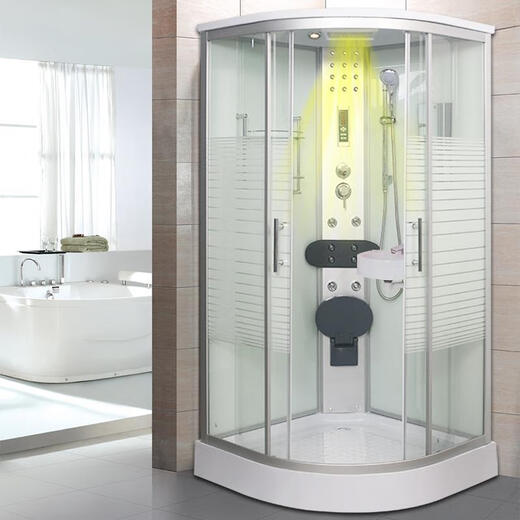 Jomoo's new all-in-one bathroom steam room sauna room shower room overall shower room shower room bathroom B model transparent 110 white center column stainless steel top spray double without steam
