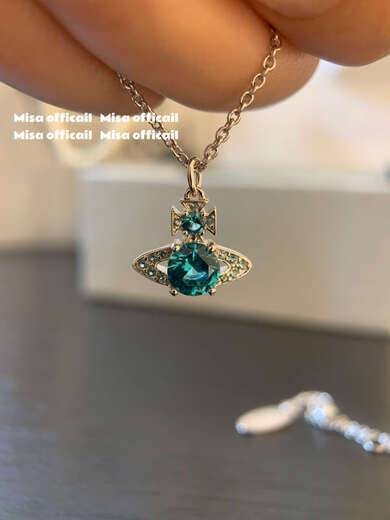 Yadige design emerald new color mermaid tears saturn zircon necklace earrings for women light luxury high-end emerald single diamond saturn earrings