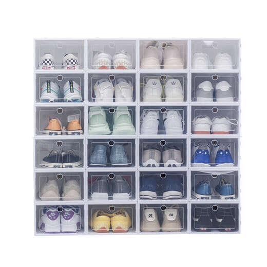 Shoe Storage Transparent Storage Shoe Box Simple Plastic Shoe Cabinet Dust-proof and Anti-oxidation Shoe Box Multi-layer Foldable Shoe Rack Pink Men's Model Buy 6 Get 6 Free Twelve Boxes