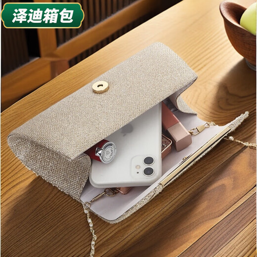 Yunluo bag ladies clutch bag European and American fashion mobile phone bag Qixi ladies wallet dress cheongsam clutch bag ladies clutch wallet-champagne color