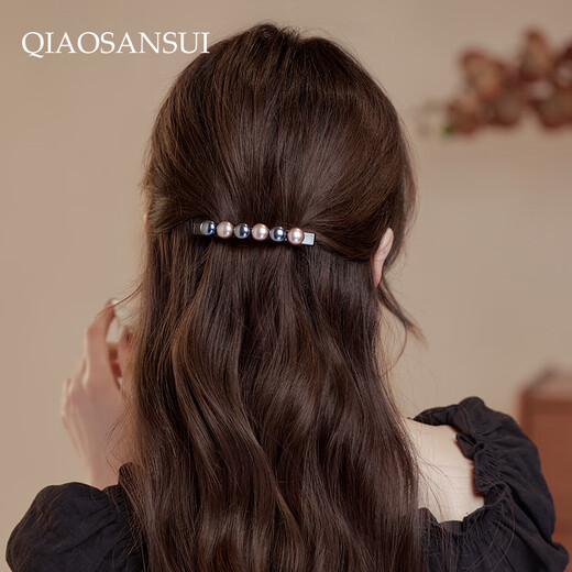 Pretty three-year-old one-word clip on the back of the head 2025 new high-end half-tied hair high-end short hair embarrassing period hairpin pearl spring clip high-end pearl spring clip elegant accompanying
