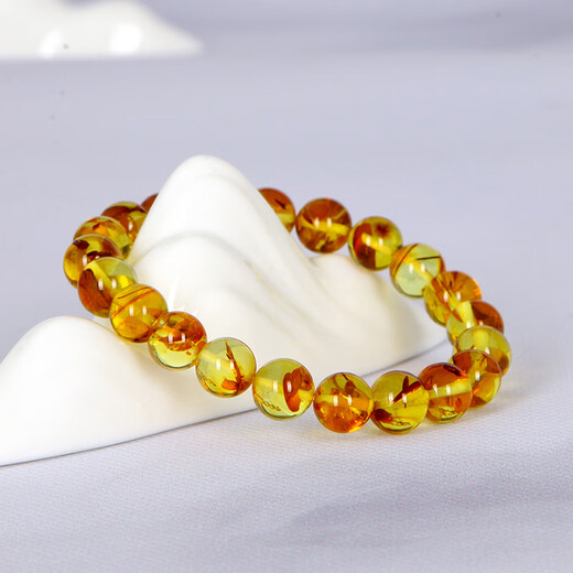 Famous family natural flower amber bracelet for men and women, single circle round bead red leaf explosion amber bracelet birthday gift for girlfriend 9mm