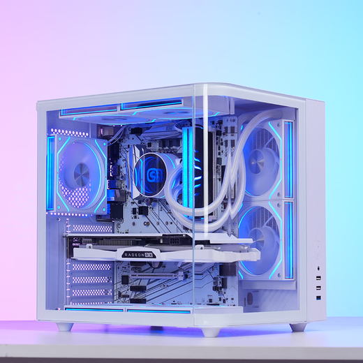 Shuoyi Kunpeng CH2+ CH3+ Desktop-Computer ATX-Hauptgehäuse, weiße Seite, transparentes gebogenes Glas, Meerblick, Raum, kleine Größe, Gehäusegehäuse, Spiel, E-Sport, 240 Wasserkühlung, gebogenes Glas, Kunpeng CH2+ weiß