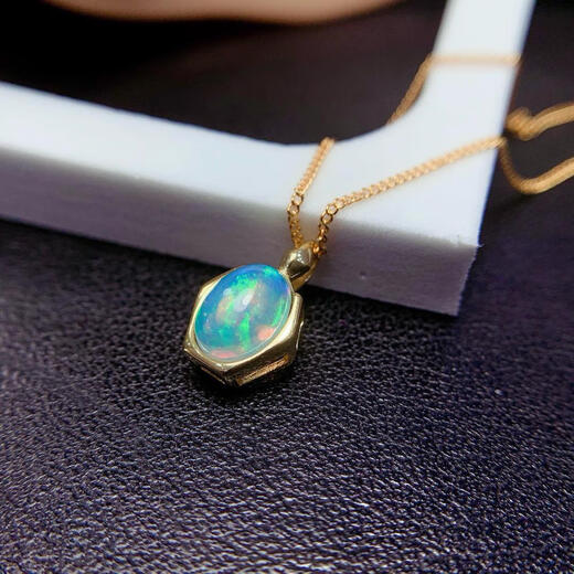 Baoji natural white opal pendant with sparkling s925 silver 6*8mm gift for girlfriend and wife