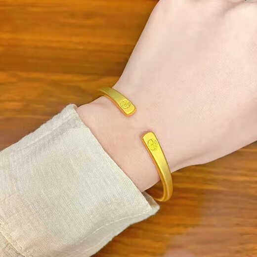 QUAMER 18k golden ancient method inheritance double blessing character element circle open bracelet new Chinese style national trend style blessing double blessing open bracelet gift box