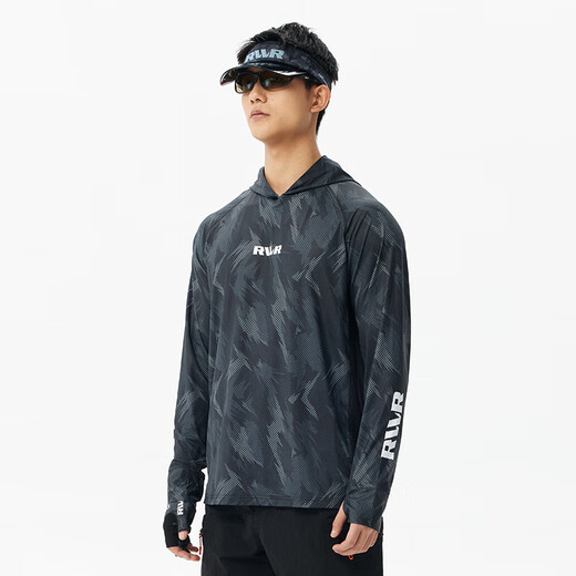 RVVR 25 types of sun protection clothing hooded ice silk sun protection clothing outdoor lure spring and summer long-sleeved breathable quick-drying sun protection fishing clothing RS2355 splash gray S