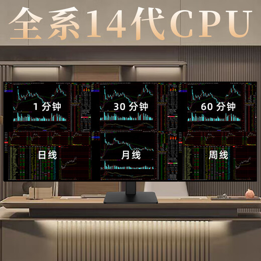 Titanium 14th generation professional one-machine multi-screen stock trading dedicated computer for stock trading and futures reading equipment trading computer host four screens six screens eight screens 12 screens nationwide door-to-door installation 14th generation i5 professional version four high-definition high-brush Philips 24-inch monitors