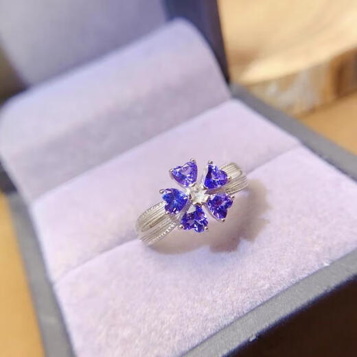 Wei Ci heart-shaped natural tanzanite ring for women live mouth 925 silver group inlaid with blue gems thick ring arm fashion special gift