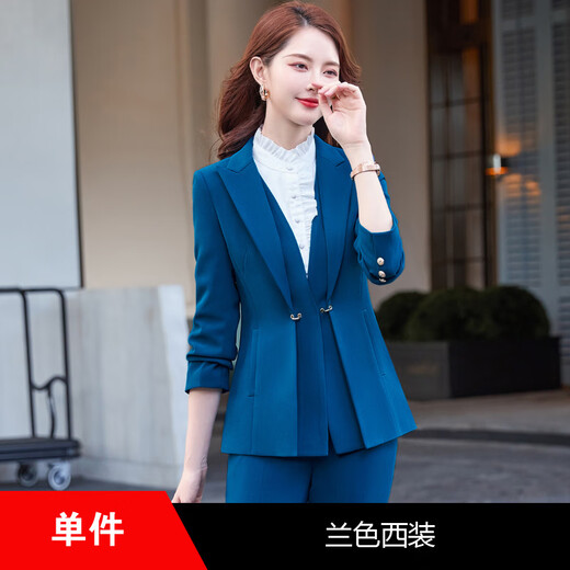 Purple charming high-end suit suit for women 2025 spring and autumn new style professional temperament formal goddess style suit fake two-piece jacket blue suit 3XL (recommended 130-140 Jin Jin equals 0.5 kg)