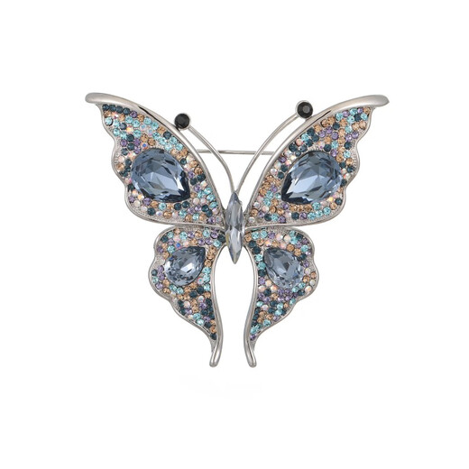 Lie Rui high-end colorful Austrian crystal butterfly brooch women's light luxury high-end temperament corsage brooch blue