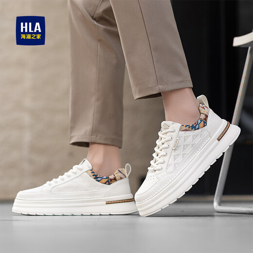 Heilan House men's shoes autumn breathable soft sole heightening shoes men's classic sneakers men's casual shoes sports white shoes sweaty feet shoes white rice dumpling punching style 225 41