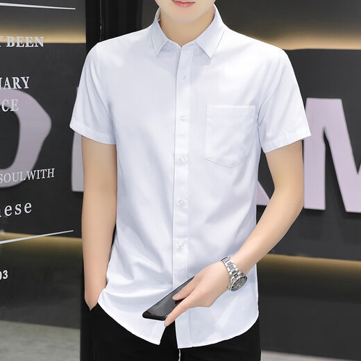 花九卿广东普宁男士高端衬衫短袖中老年夏季男士短袖衬衫中年薄款免烫 长袖K08-03宽蓝条+997细蓝条 均码 3890-104斤