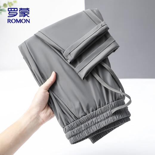 
ROMON casual pants men summer outdoor versatile ice silk sweatpants straight drooping long pants men DR6 gray XL