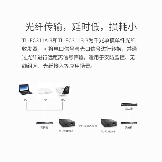 Pulian (TP-LINK) 100M Gigabit single-mode single-fiber optical fiber transceiver one optical four electric SC single core 1 port 4 ports 3 kilometers 20 kilometers photoelectric converter pair FC111A+FC111B set