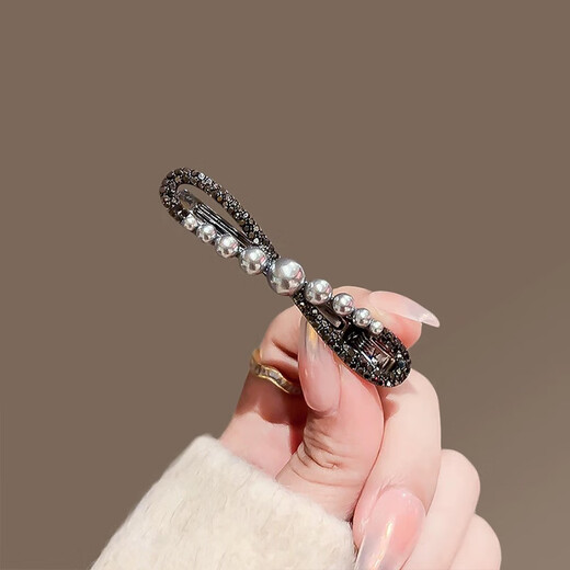 Forehead side bangs high-end pearl hairpin for women 2025 new adult hair clip duckbill clip headdress pearl bow side clip 6cm