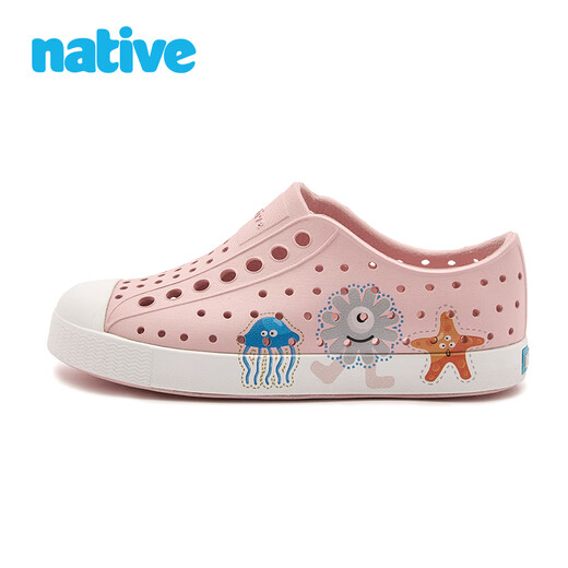 Native children's clogs jefferson such as whales to the sea series boys and girls sandals beach shoes river shoes slippers lotus pink | underwater world | white 29 (children's shoes 190mm)