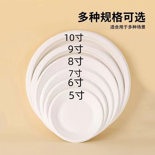 Disposable paper plate paper bowl tableware environmentally friendly paper dinner plate barbecue plate cake painting handmade diy kindergarten plate 6-inch round plate 30 pieces