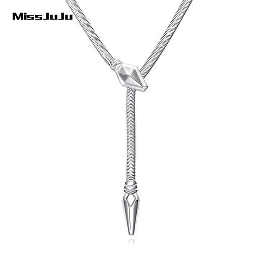Miss JuJu New Platinum Soft Snake Bone Necklace Men's Boutique pt950 Platinum Snake Skin Chain Trendy and Cool Adjustable Clavicle Chain (In Stock) Weight 37.21g Length 54+6cm Thick About 4.0mm