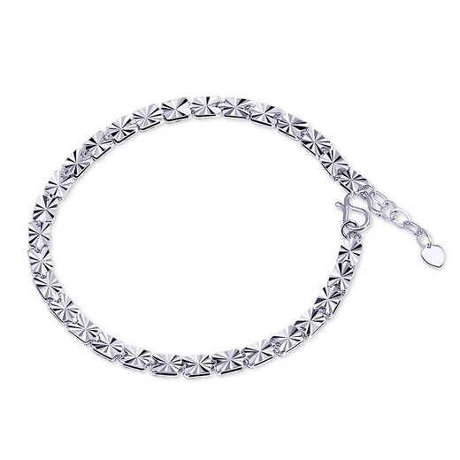 Qianshu (QIANSHU) PT950 platinum bracelet for women, solid bright faceted platinum bracelet, fashionable girlfriend Valentine's Day gift, 16+1.5 cm, weight about 5.95-6.15 grams, thick