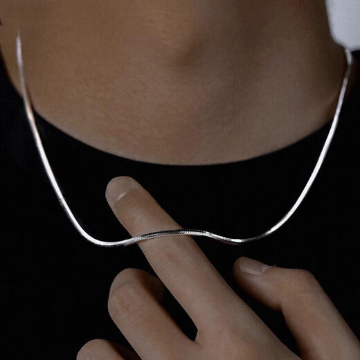 MZMZ platinum necklace men's and women's trendy simple accessories pt950 platinum clavicle chain for Valentine's Day and birthday for girlfriend Light luxury snake bone chain width 2.5mm chain length 50cm