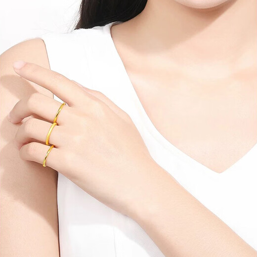 Laomiao gold ring women's foot gold plain ring small gram heavy gold ring tail ring gift for girlfriend and wife holiday gift 16# about 0.43g (plain ring style)