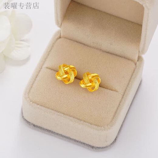 He Jiagong Old Phoenix Gold Earrings 2025 New Women's Small Earrings for Ear Holes Four-leaf Clover Earrings More Flowers Four-leaf Clover