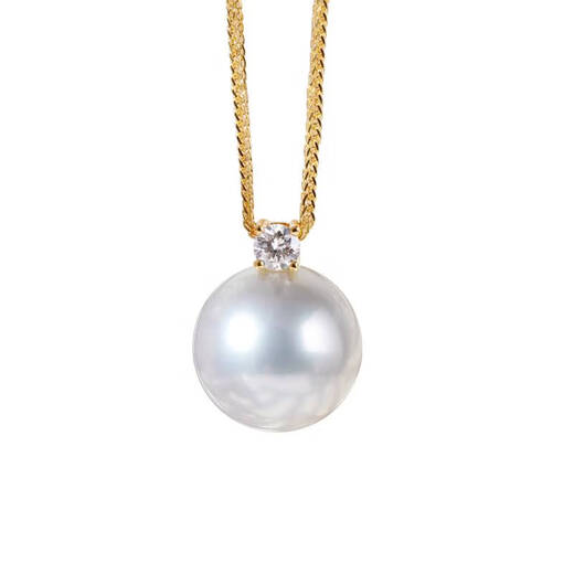 Pearl Necklace Australian White Princess Pendant South Sea White Gold Diamond Plating 18K Elegant White Gold (Chain 45cm Adjustable) 10-10mm