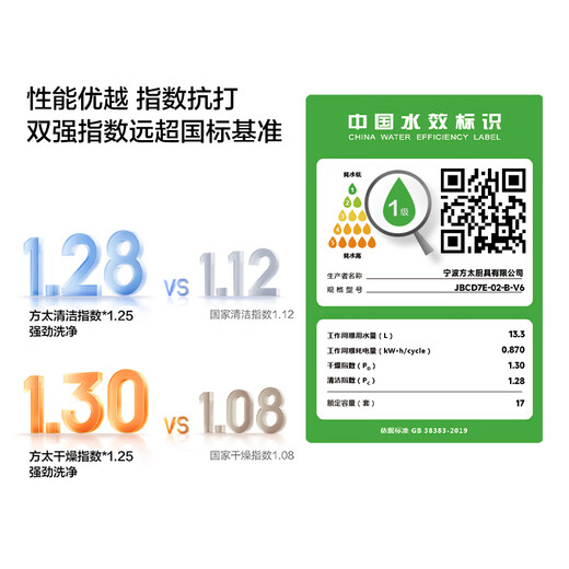 FOTILE dishwasher 02-V6 household built-in dishwasher, 17 sets of pots and dishes washed at the same time, large capacity, independent steam sterilization and drying, five-star disinfection certification, Panda dishwasher 02-V6, black and white contrasting colors