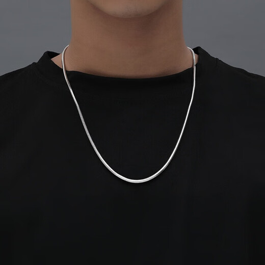 MZMZ platinum necklace men's and women's trendy simple accessories pt950 platinum clavicle chain for Valentine's Day and birthday for girlfriend Light luxury snake bone chain width 2.5mm chain length 50cm