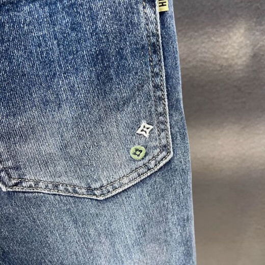 HUALIN FASHION潮牌刺绣蓝色牛仔裤男夏季修身小脚裤韩版休闲裤 亿牛9905蓝色 28