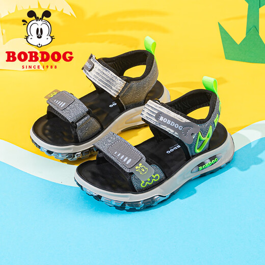 Babudou children's shoes summer boys' beach shoes casual lightweight children's sandals 105552117 lead gray/flash green 27
