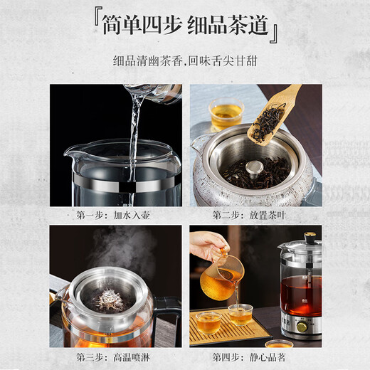 Aoteyou tea kettle, electric tea kettle, kettle, fully automatic all-in-one spray steam tea kettle, health kettle, special for making black tea, silver 1.5L double filter, 304 tea warehouse + thickened high borosilicate kettle, spray extraction + tea soup separation + four-speed rotary control + automatic heat preservation