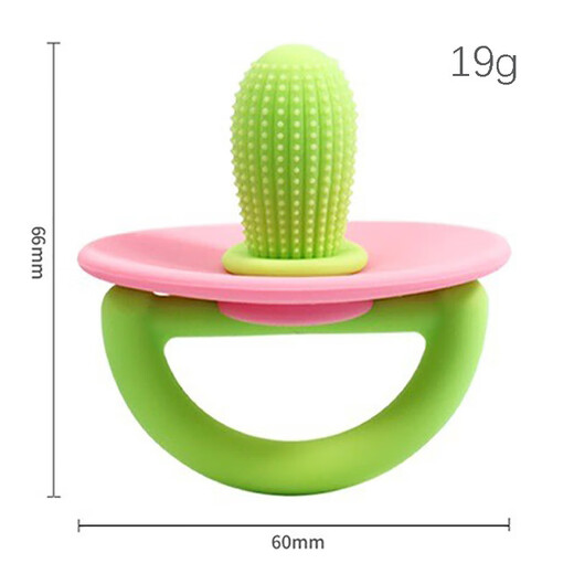 Cactus baby anti-eating hand teether baby chewing teething stick silicone baby pacifier teether blue and green + storage box cactus soothing teether - baby's favorite
