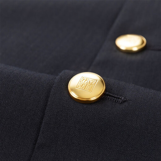 Qipai Chinese tunic woolen suit men's 2025 autumn new style middle-aged men's Chinese stand-up collar business suit dress Tibetan blue Chinese stand-up collar 175B B48 (175/96B)