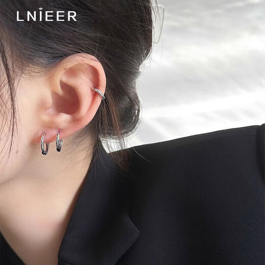 LnieerF136 titanium alloy earrings, female medical implant-grade D-type straight needle earrings, anti-allergenic earrings, single 8mm titanium alloy earrings