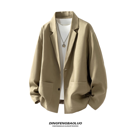 Dingfengbaoluo autumn solid color casual suit jacket men's high-end handsome suit fashion top EX03 black 3XL