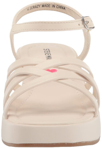 Steve Madden Girls' Shoes Unisex Crazy Wedge Sandals, White White 1 Little Kid