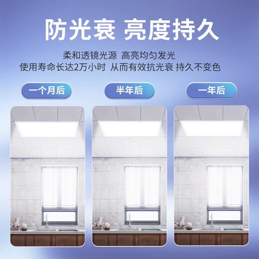 Beigong kitchen light 18W LED integrated ceiling light gusset light bathroom flat light panel light 300*300 white light 6000K Shangyi series