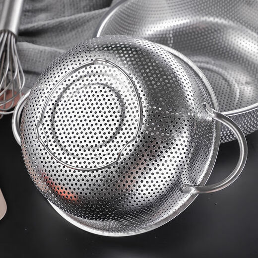 Bodenju stainless steel sink drain basket household fruit basin vegetable basket kitchen vegetable basket water food grade double ear dense hole basin 28.5CM leaky basin + 31CM solid basin