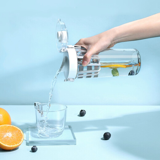 Mijia Xiaomi Tritan water cup 600ml large capacity fitness multi-functional sports plastic cup spring lid cup with tea filter white 600ml 1 piece