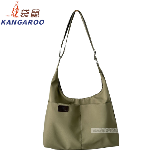 袋鼠（KANGAROO）法国进口品质轻便帆布包包大容量女单肩斜跨包大学生上课书包休闲 米白色1049 布料
