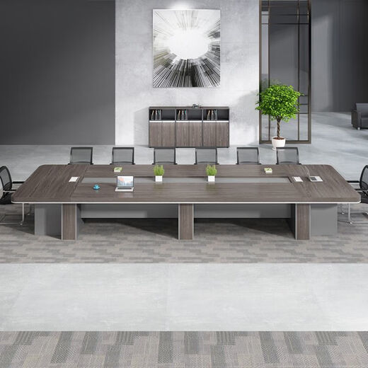 New office conference table long table modern simple conference room table and chair combination long table negotiation employee training table 2.4*1.2 meters home installation (multiple colors available)