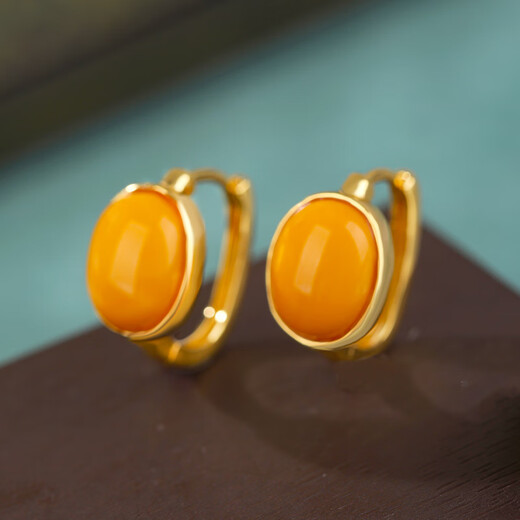 Little Silversmith S925 Silver Beeswax Earrings for Women Chinese Style Egg Face Earrings New Chinese Style Retro Ear Jewelry Chinese Valentine's Day Gift