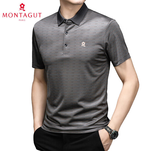Montagut Montagut Muntagut Camiseta de manga corta Mandeo de alta gama de mediana edad Summer Negocio Bright Silk Daddy Purple M13603 S 165/84a