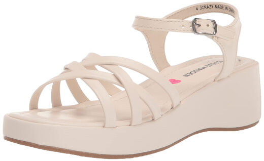 Steve Madden Girls' Shoes Unisex Crazy Wedge Sandals, White White 1 Little Kid