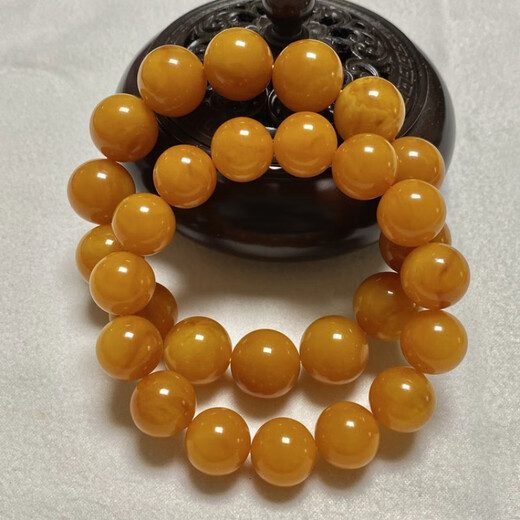 Confucian style natural beeswax bracelet for men and women, Russian-made chicken oil yellow floating flowers without optimization, old wax bracelet with fidelity and certificate Chicken oil yellow floating flowers 16MM*14 pieces for the middle wrist (with certificate