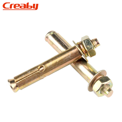 Creaby Iron Colored Zinc Expansion Screw External Expansion Bolt Expansion Tube Extended Explosion Screw M6*60 (10 pcs) suitable for 8mm drill bit